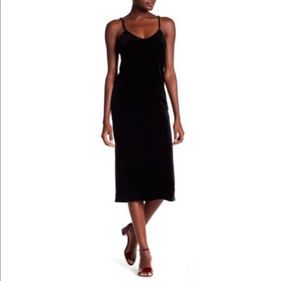 Rebecca Minkoff Yoshi black velvet slip midi dress EUC size 4 - Picture 1 of 7